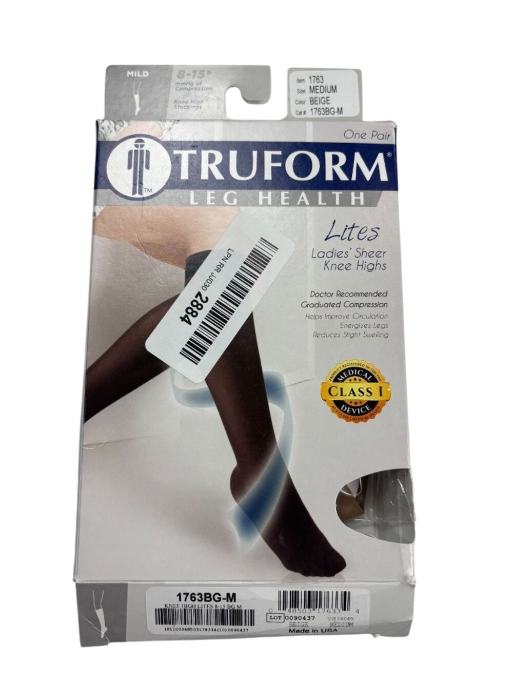 Truform Ladies Sheer Knee Highs Beige Medium 8-15 mmHg Compression Medical Class